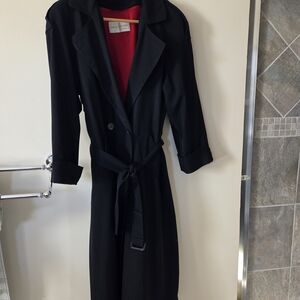 Women's Black Trench Coat with Red Lining